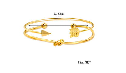 Modyle   Gold Color Crystal Wedding Bracelets Set CZ Stone Heart Bracelets Bangles For Woman - Lunastein