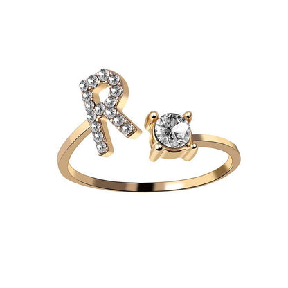 LOVE LETTER – Verstellbarer Initialen-Ring mit Zirkonia in Gold, Silber oder Roségold - Lunastein