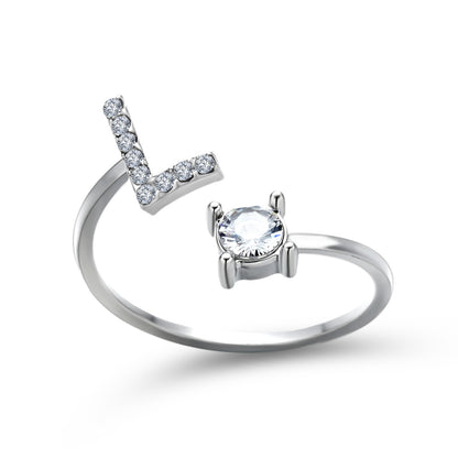 LOVE LETTER – Verstellbarer Initialen-Ring mit Zirkonia in Gold, Silber oder Roségold - Lunastein