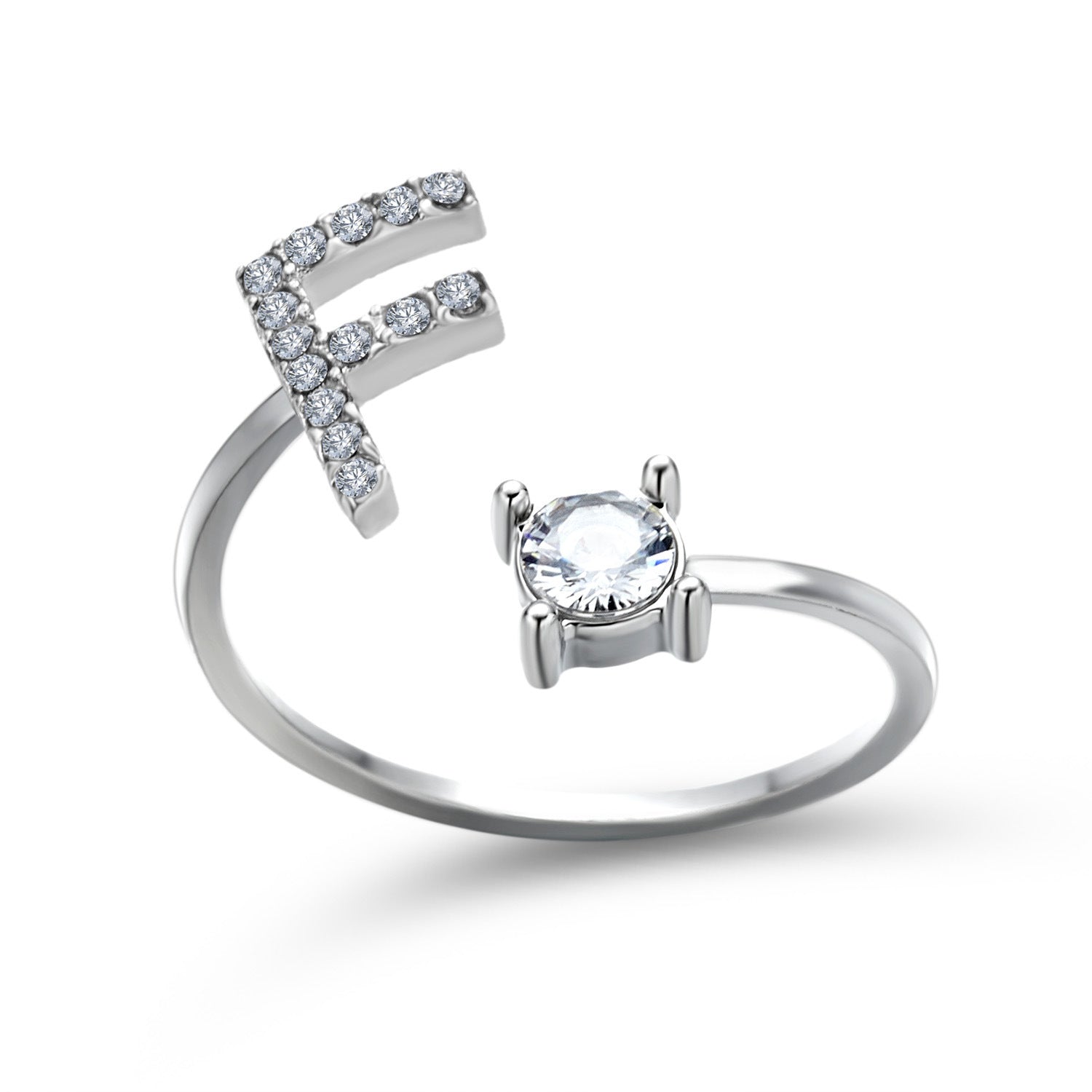 LOVE LETTER – Verstellbarer Initialen-Ring mit Zirkonia in Gold, Silber oder Roségold - Lunastein