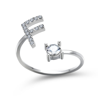 LOVE LETTER – Verstellbarer Initialen-Ring mit Zirkonia in Gold, Silber oder Roségold - Lunastein