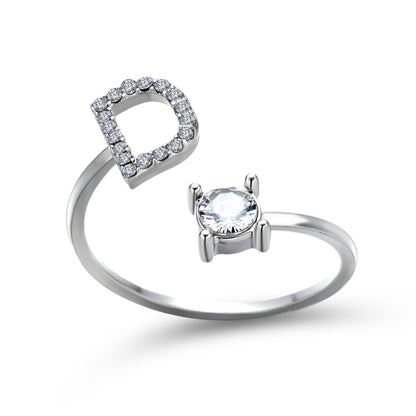 LOVE LETTER – Verstellbarer Initialen-Ring mit Zirkonia in Gold, Silber oder Roségold - Lunastein