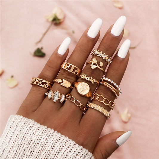 Retro women's joint ring ring set - Lunastein
