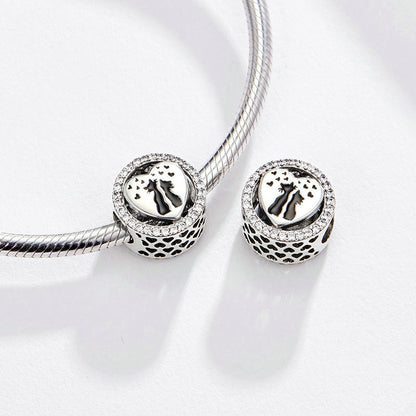Cat Love Charm 2025 – Katzenpaar-Anhänger aus 925 Silber - Lunastein
