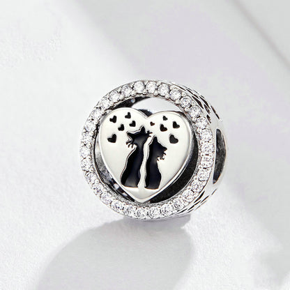 Cat Love Charm 2025 – Katzenpaar-Anhänger aus 925 Silber - Lunastein