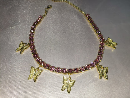 Butterfly Bliss – Strass-Fußkettchen mit Schmetterlingsanhängern - Lunastein - Schmuck
