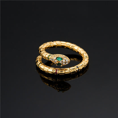 Snake Ring – Verstellbarer Damenring mit Zirkonia in Schlangenform - Lunastein