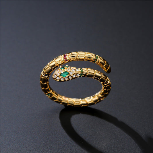 Snake Ring – Verstellbarer Damenring mit Zirkonia in Schlangenform - Lunastein