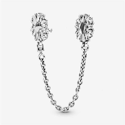 Mond und Stern Charm 2025 – Sicherheitskette aus 925er Silber - Lunastein