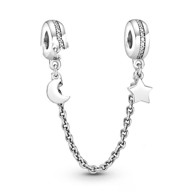 Mond und Stern Charm 2025 – Sicherheitskette aus 925er Silber - Lunastein