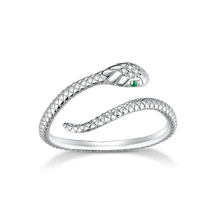Spirit Snake – Offener Schlangenring aus 925er Silber mit Zirkonia - Lunastein