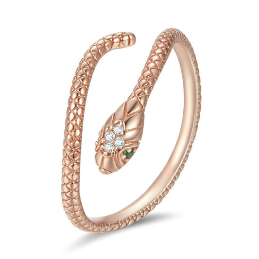 Spirit Snake – Offener Schlangenring aus 925er Silber mit Zirkonia - Lunastein