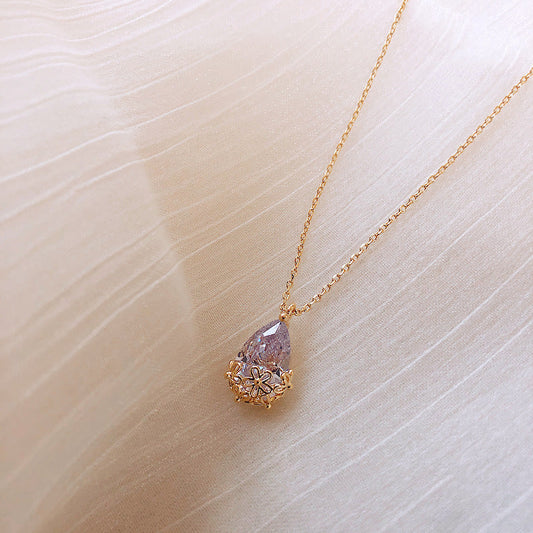 Crystal Water Drop Pendant Necklace Women's Fine Jewelry Adjustable Short Accessories Jewelry Gift SchmuckNeu