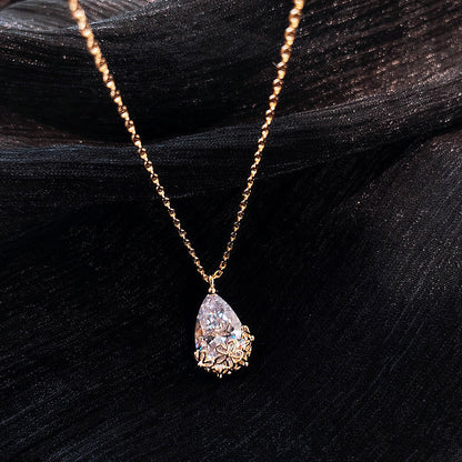 Crystal Water Drop Pendant Necklace Women's Fine Jewelry Adjustable Short Accessories Jewelry Gift SchmuckNeu