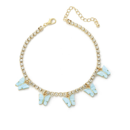 Butterfly Bliss – Strass-Fußkettchen mit Schmetterlingsanhängern - Lunastein - Schmuck