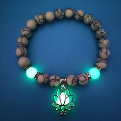 Energy Luminous Lotus Natural Stone Bracelet Yoga Healing Luminous Glow In The Dark Charm Beads Bracelet For Men Women Prayer Buddhism SchmuckNeu