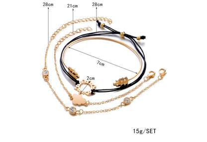 Modyle   Gold Color Crystal Wedding Bracelets Set CZ Stone Heart Bracelets Bangles For Woman - Lunastein
