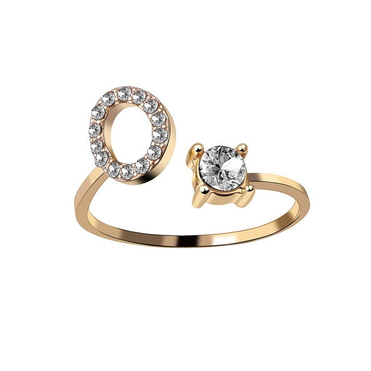 LOVE LETTER – Verstellbarer Initialen-Ring mit Zirkonia in Gold, Silber oder Roségold - Lunastein