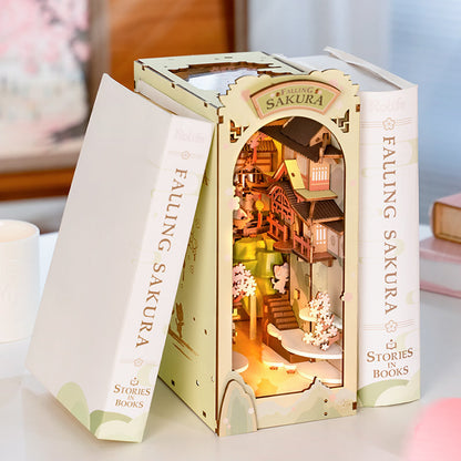Robotime Rolife Book Nooks Series Stories In Books 4 Kinds DIY Wooden Miniature House Furniture Sakura Densya TGB01 Dropshipping SchmuckNeu