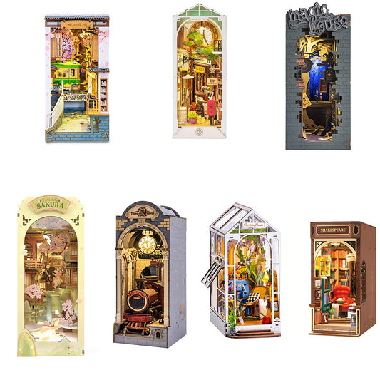 Robotime Rolife Book Nooks Series Stories In Books 4 Kinds DIY Wooden Miniature House Furniture Sakura Densya TGB01 Dropshipping SchmuckNeu
