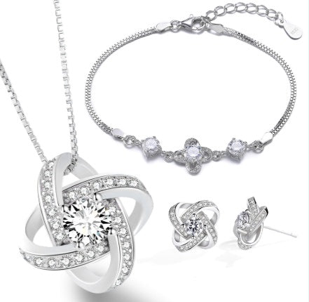 925 Sterling Silver Necklace For Women Forever Heart AAA Zircon Mosaic Necklaces & Pendants Gift - Lunastein