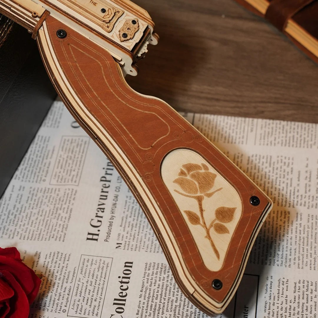 rokr thompson submachine gun toy gift for boys wooden puzzle lqb01 firing model