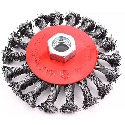 3x Pot Brush Wire Brush 125mm M14 Knotted Cone Brush Flex And Angle Grinder