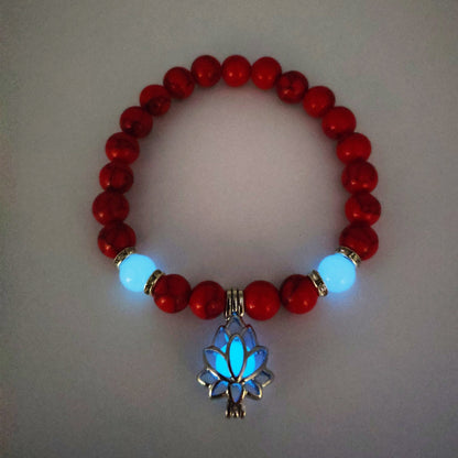 Energy Luminous Lotus Natural Stone Bracelet Yoga Healing Luminous Glow In The Dark Charm Beads Bracelet For Men Women Prayer Buddhism SchmuckNeu