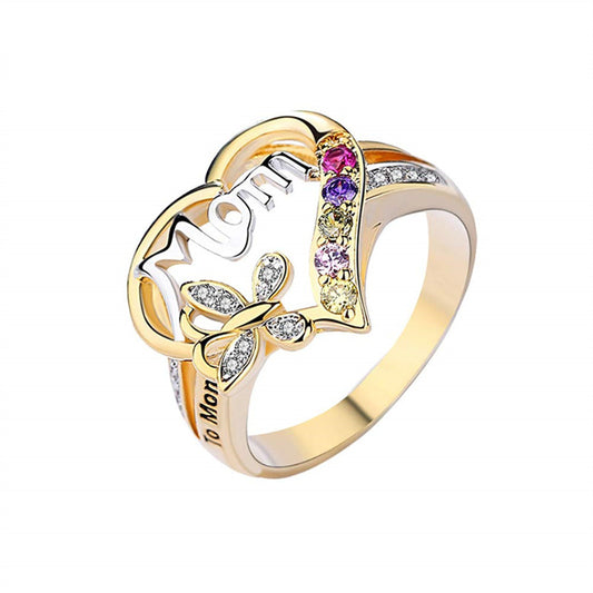 Forever Mom – Herzring mit Schmetterling & Kristallen - Lunastein