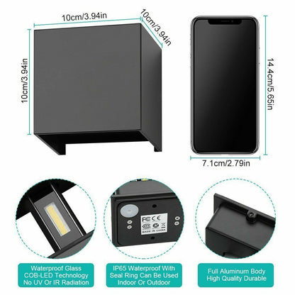 Wall Lamp Cube LED Wall Light Fixture Lamp Up Down For Outdoor Indoor Waterproof