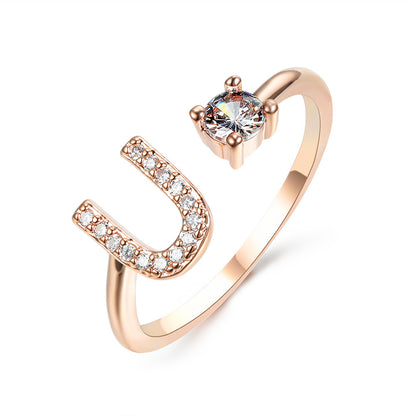 LOVE LETTER – Verstellbarer Initialen-Ring mit Zirkonia in Gold, Silber oder Roségold - Lunastein