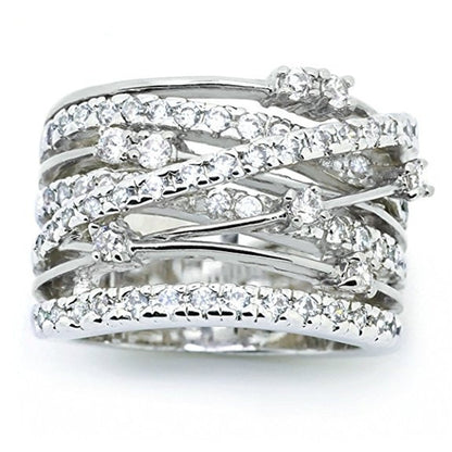 Glanzspiel Ring – Statement-Ring in Silber oder Roségold mit Kristallakzenten - Lunastein