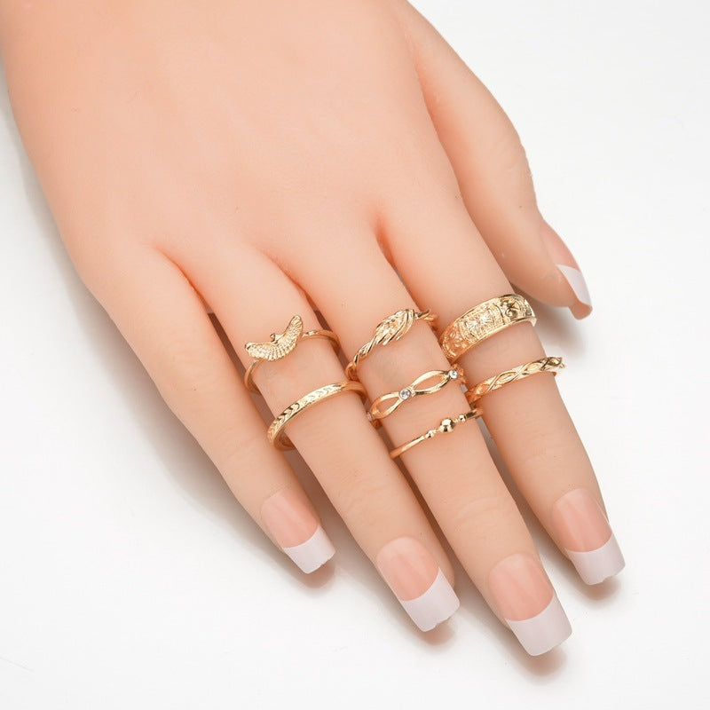 european and american fashion ring set 12-piece ring set diamond ring ring joint ring female ring - lunastein