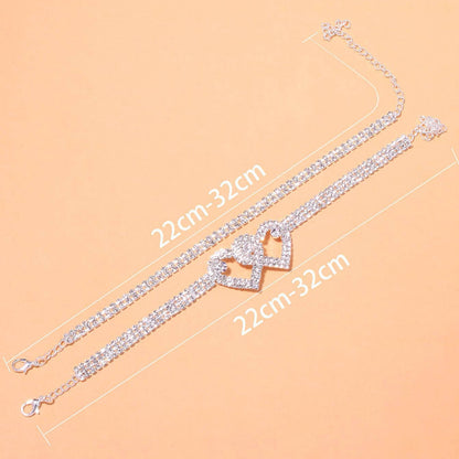 Crystal Hearts – 2-teiliges Strass-Fußkettchen mit Doppelherz - Lunastein - Schmuck