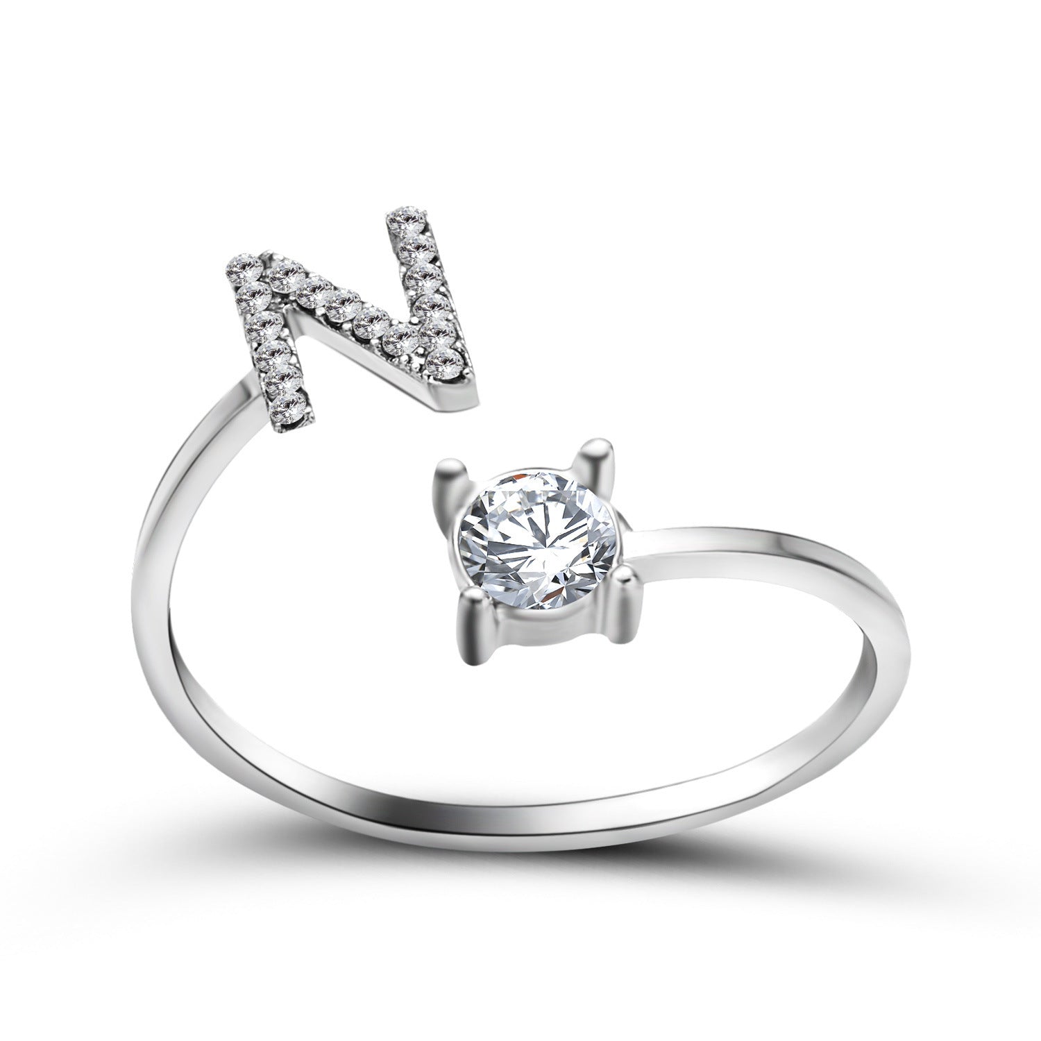 LOVE LETTER – Verstellbarer Initialen-Ring mit Zirkonia in Gold, Silber oder Roségold - Lunastein