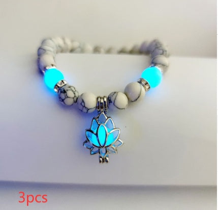 energy luminous lotus natural stone bracelet yoga healing luminous glow in the dark charm beads bracelet for men women prayer buddhism schmuckneu