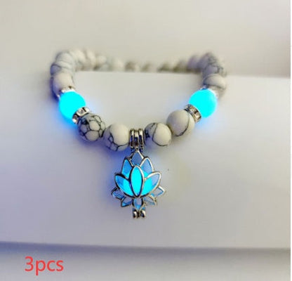 Energy Luminous Lotus Natural Stone Bracelet Yoga Healing Luminous Glow In The Dark Charm Beads Bracelet For Men Women Prayer Buddhism SchmuckNeu