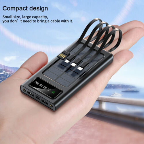 Solar Power Bank 900000mAh Tragbar Externer Batterie Ladegerat Fur Alle Handy DE SchmuckNeu