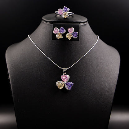 Clover Zircon Diamond Jewellery Set Women - Lunastein