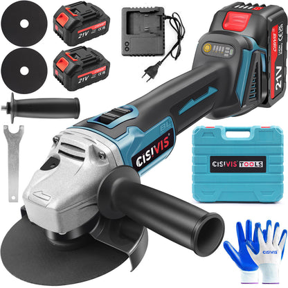 125MM Winkelschleifer Akku Trennschleifer Schleifmaschine Flex Mit 21V Akkus 2