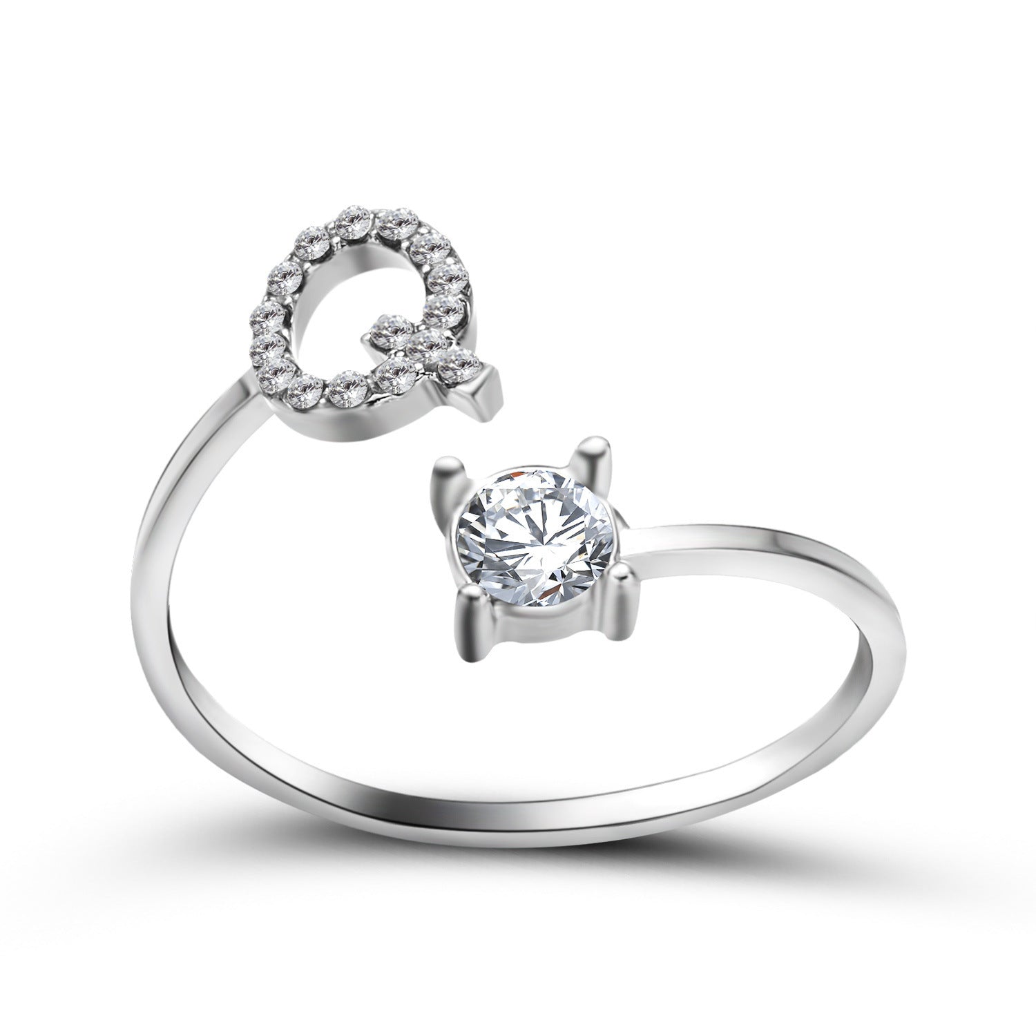 LOVE LETTER – Verstellbarer Initialen-Ring mit Zirkonia in Gold, Silber oder Roségold - Lunastein