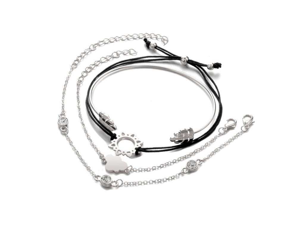 Modyle   Gold Color Crystal Wedding Bracelets Set CZ Stone Heart Bracelets Bangles For Woman - Lunastein