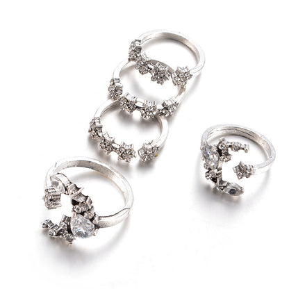 Moonlight Sparkle – Silberfarbenes Ring-Set mit Kristallsternen - Lunastein - Schmuck