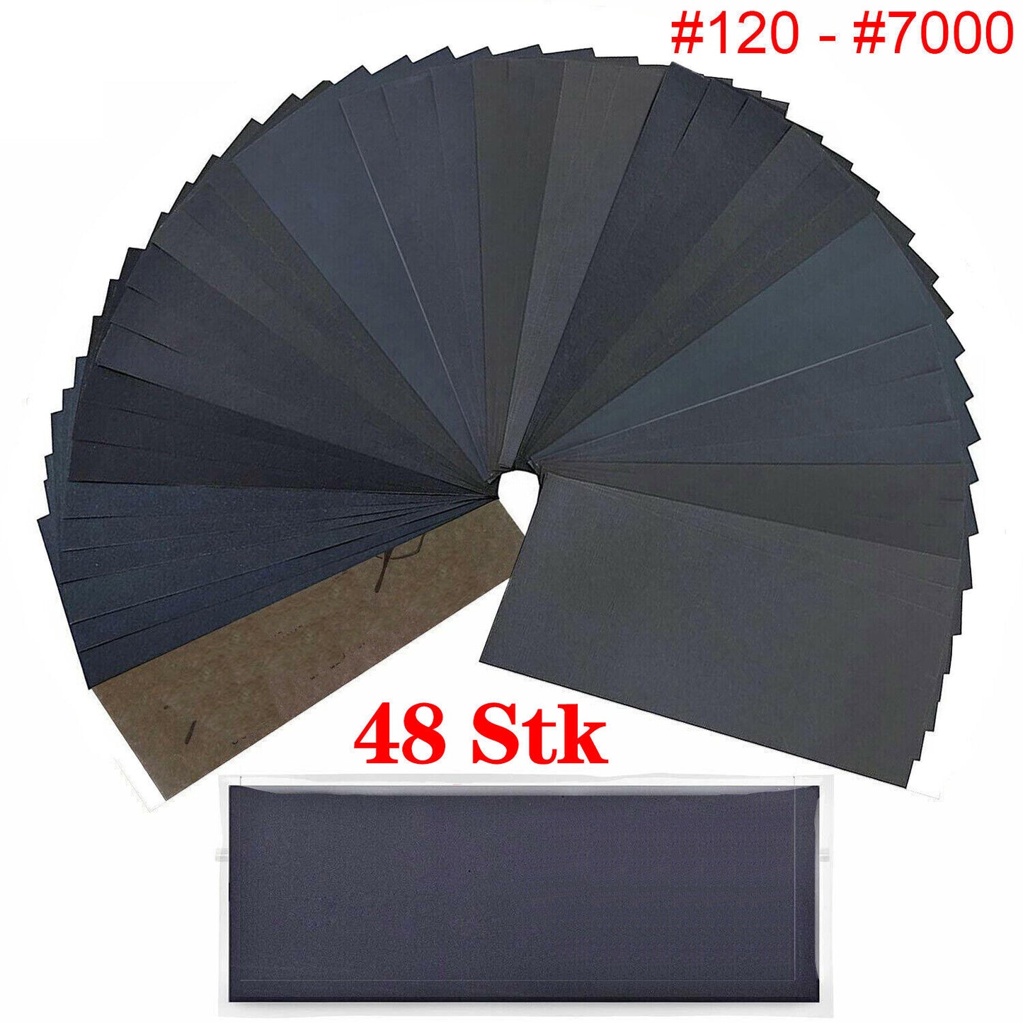 professional sandpaper set 120-7000 grit 48 pieces for wet and dry wooden furniture