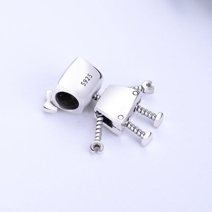 Robot Girl Charm – Süßer Roboter-Anhänger aus 925 Silber mit Herz und Schleife - Lunastein