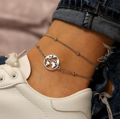 Wanderlove – 3-teiliges Fußkettchen-Set in Silber mit Symbolen - Lunastein - Schmuck