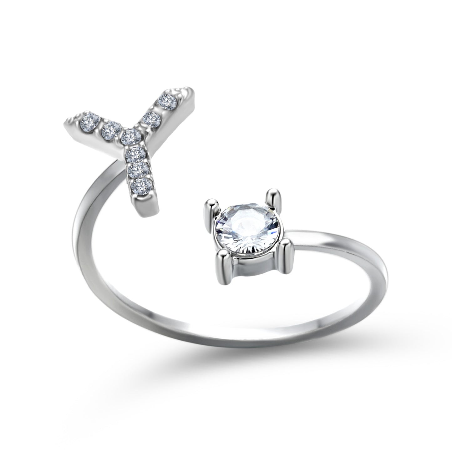 love letter – verstellbarer initialen-ring mit zirkonia in gold, silber oder roségold - lunastein