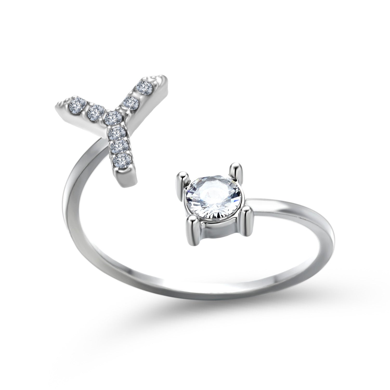 LOVE LETTER – Verstellbarer Initialen-Ring mit Zirkonia in Gold, Silber oder Roségold - Lunastein