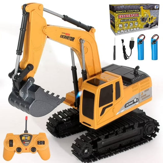 Ferngesteuertes Bagger Spielzeug Ab 3 Jahre, 2,4 GHz RC Auto Kinder Bagger Mit Licht Und Soundeffekten, 2 Wiederaufladbare Akkus 60Min Spielzeit, Spielzeugauto Geburtstagsgeschenk Fur Jungen Love Local Jewelry