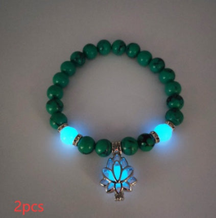Energy Luminous Lotus Natural Stone Bracelet Yoga Healing Luminous Glow In The Dark Charm Beads Bracelet For Men Women Prayer Buddhism SchmuckNeu